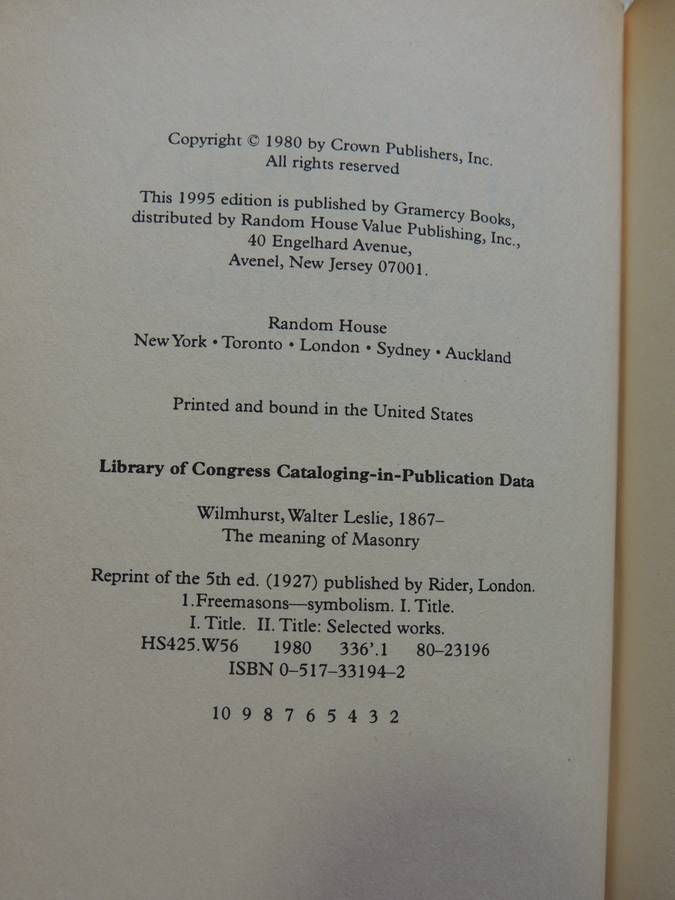 The Meaning of Masonry - WL Wilmshurst