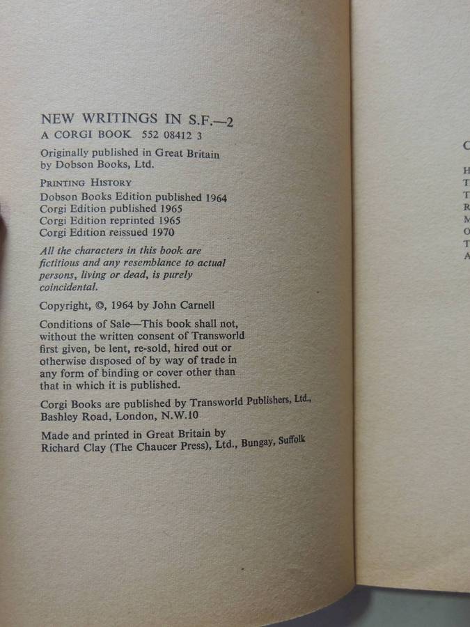 New Writings In SF- 2 (Re-issued 1970) - ed John Carnell