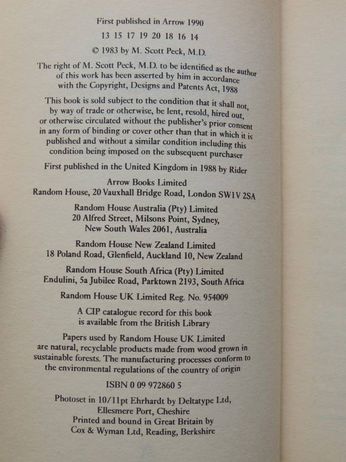People Of The Lie: The Hope For Healing Human EvilM. Scott Peck
