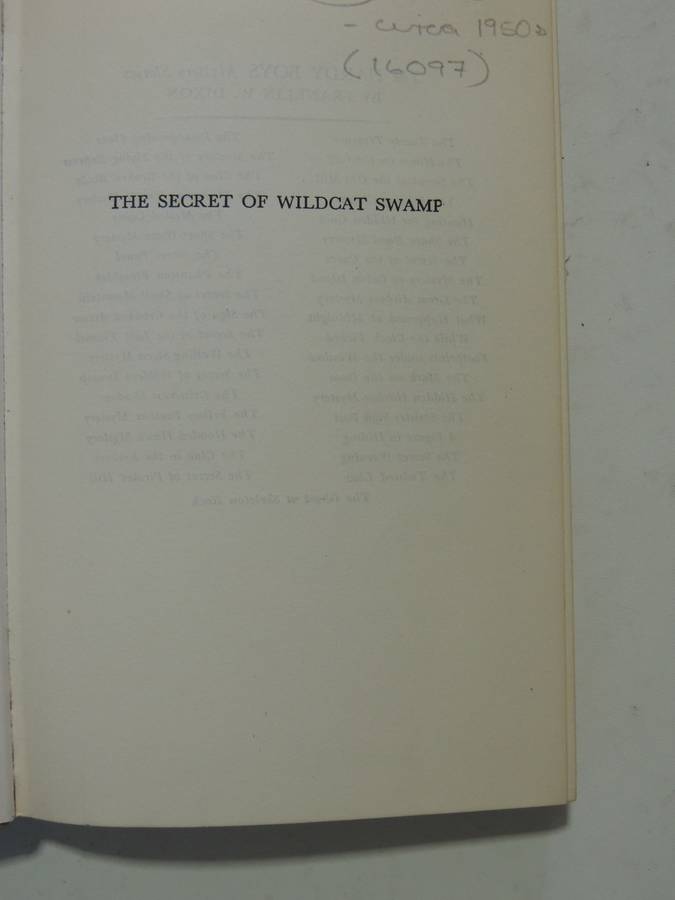 The Secret Of Wildcat Swamp  - Franklin W. Dixon   Circa 1950s