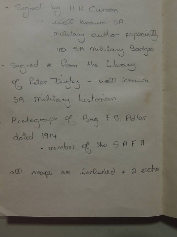 The South African Field Artillery - German East Africa And Palestine 1915-1919 Adler, Lorch & Curson