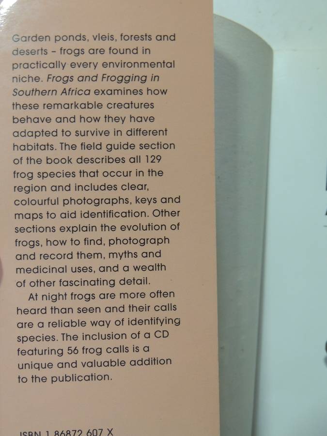 A Guide To The Identification Of TheFrogs Of The Witwatersrand - Vincent Carruthers     NO CD!!