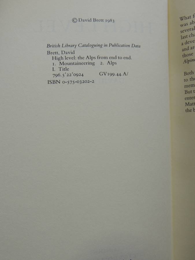 High Level: The Alps From End To End - David Brett