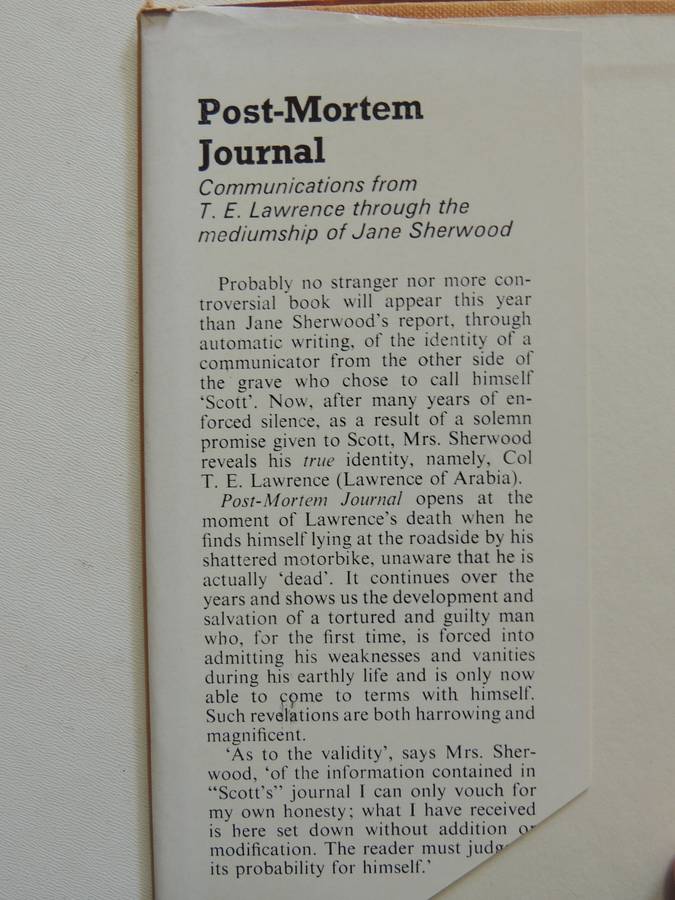 Post-Mortem Journal: Communications From TE Lawrence Through Mediumship Of Jane Sherwood