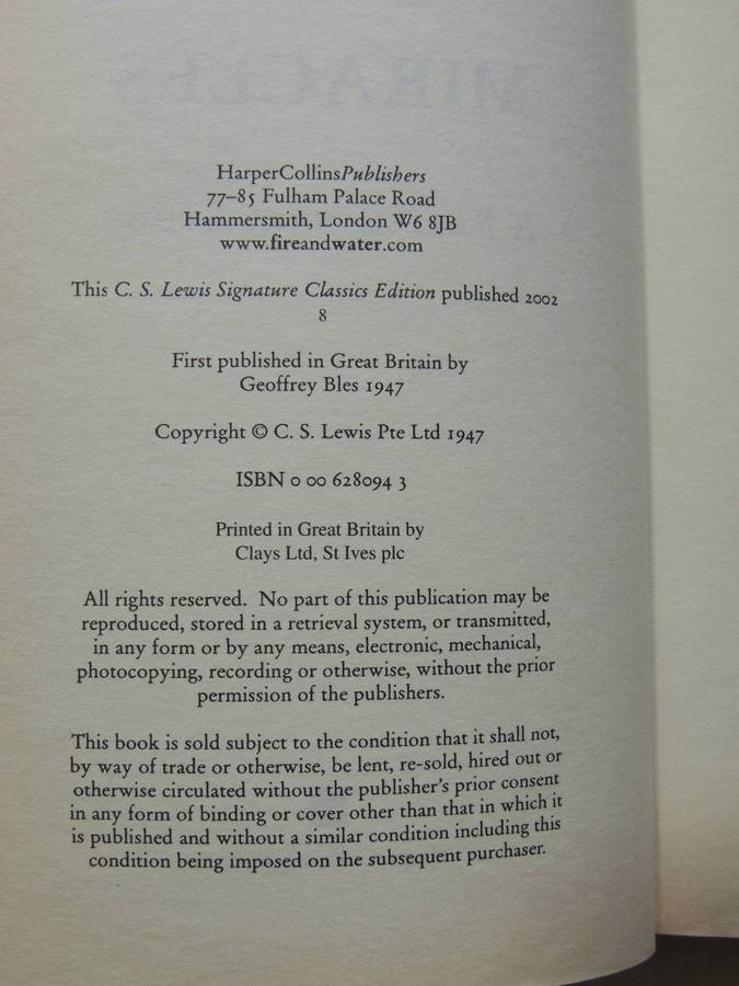 Miracles- C.S. Lewis