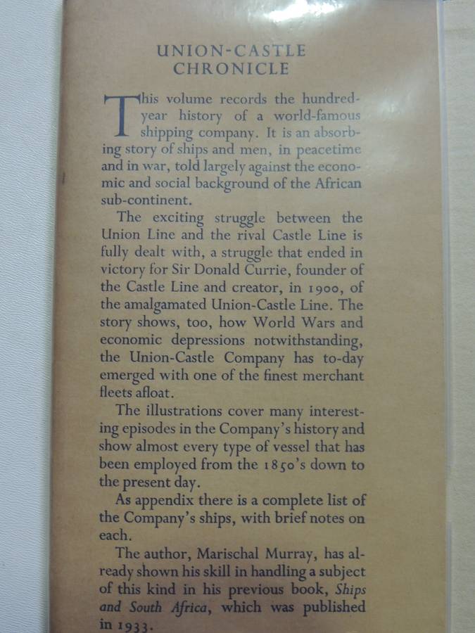 Union-Castle Chronicle1853-1953- Marischal Murray
