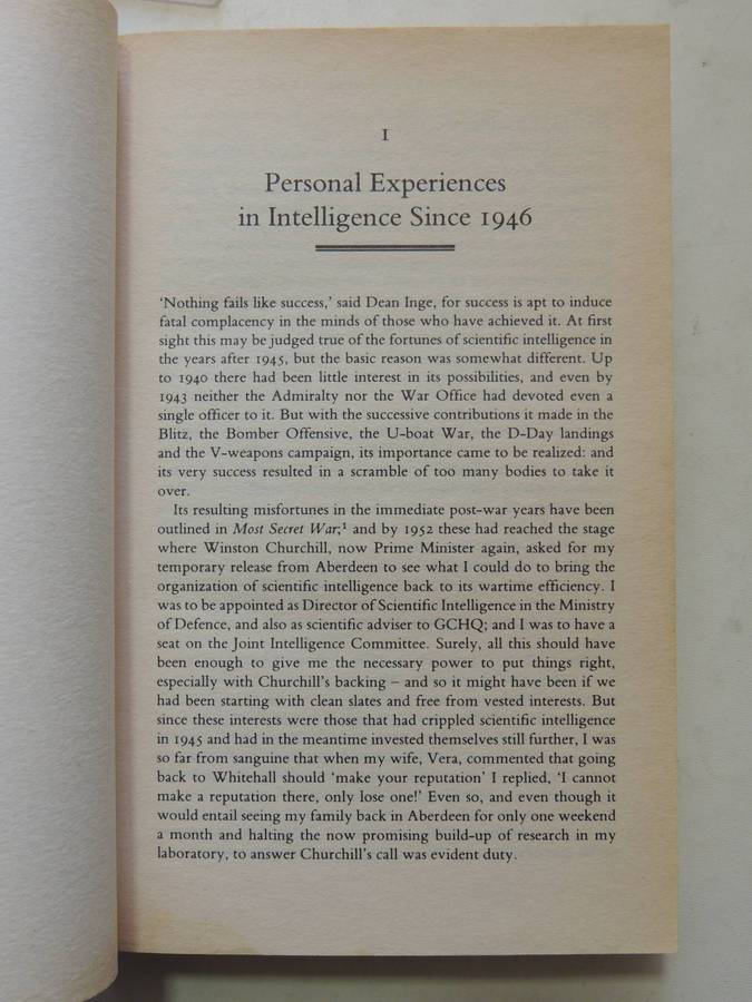 Reflections On Intelligence - R.V. Jones