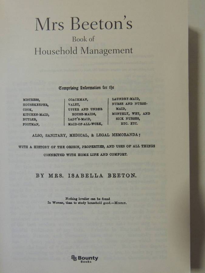 Mrs Beeton's Book Of Household Management: An Illustrated Facsimile Of The First Edition Isabella Be