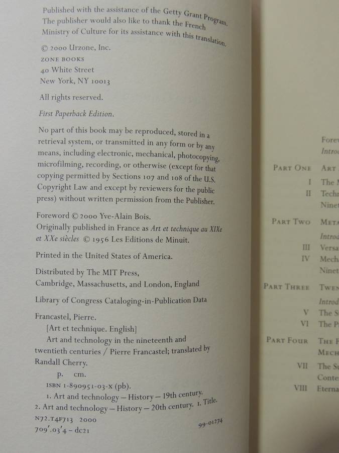Art & Technology In The Nineteenth And Twentieth Centuries - Pierre Francastel