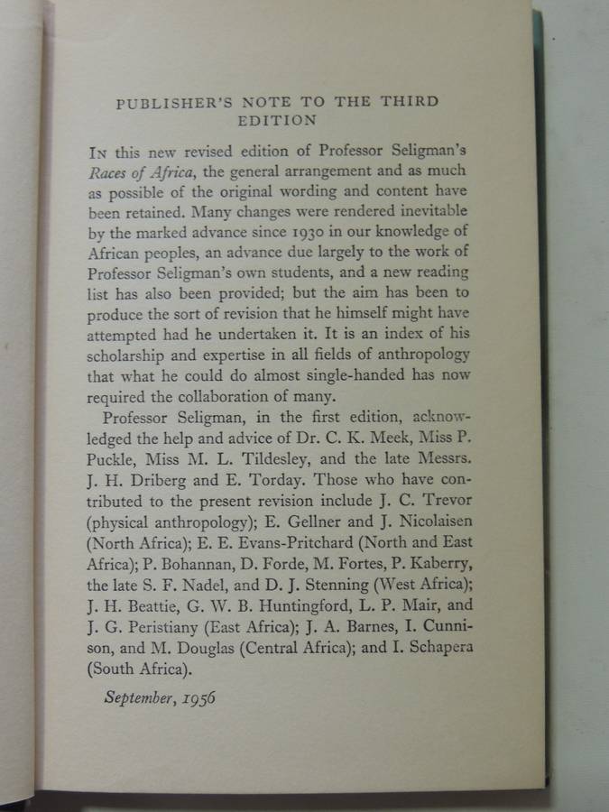 Races Of Africa (3rd Edition) - C.G. Seligman