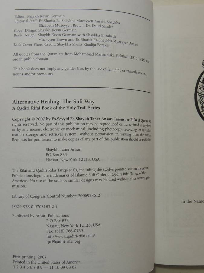 Alternative Healing, The Sufi Way- Es-Seyyid Es- Shaykh Taner Ansari