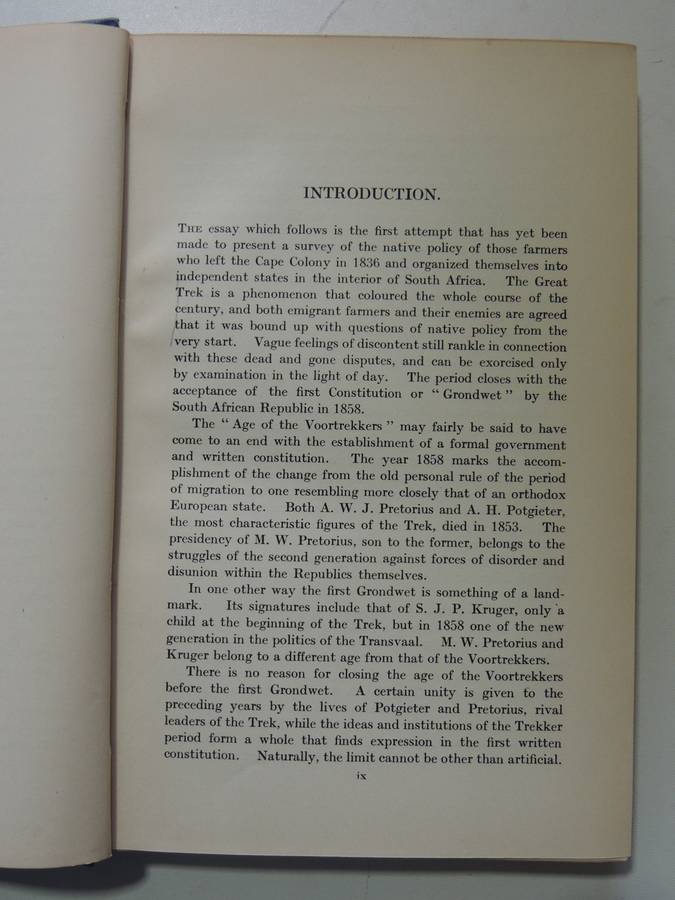 The Native Policy Of The Voortrekkers - J.A.I. Agar-Hamilton