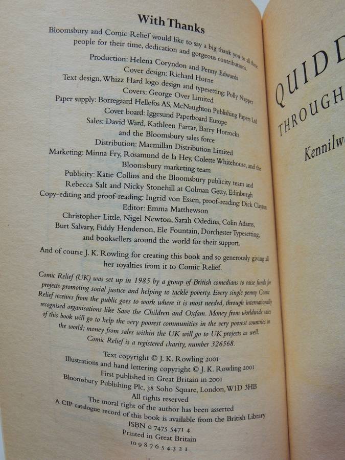 Harry Potter Quidditch Through the Ages - Kennilworthy Whisp- J K Rowling