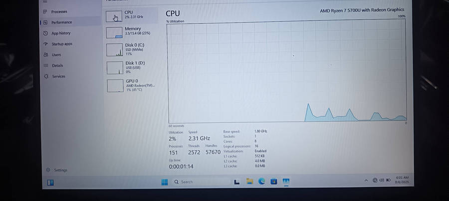 Proline Thinline Notebook V14 Ryzen 7 5700U 512GB SSD 16GB RAM Win 11 Home