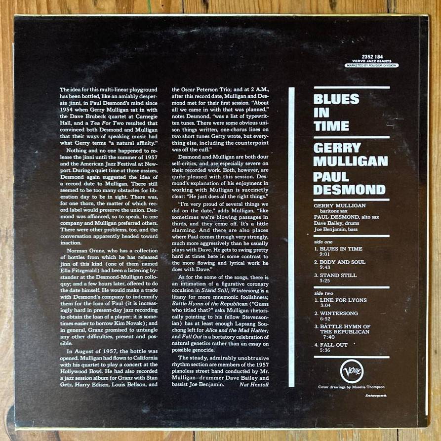 Gerry Mulligan/Paul Desmond - Blues In Time LP/Album (1976 SA press) VG+/VG+