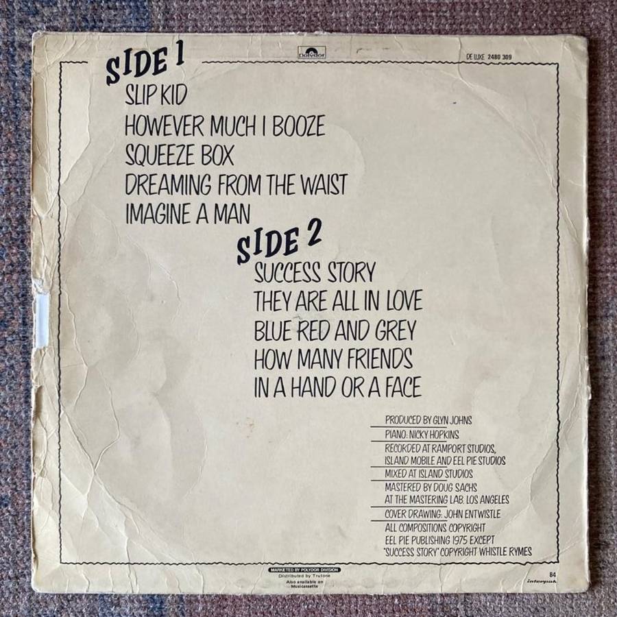 The Who - The Who By Numbers (1975 SA press) VG/G