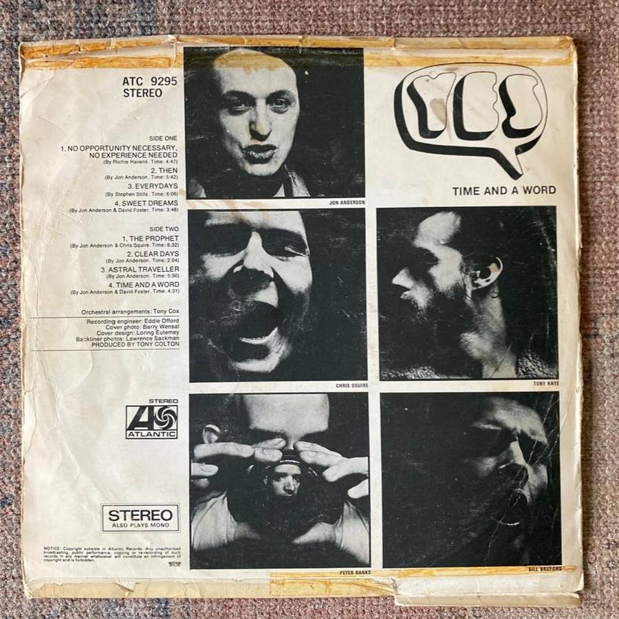 Yes  - Time And a Word LP/Album (1970 SA press) VG/G