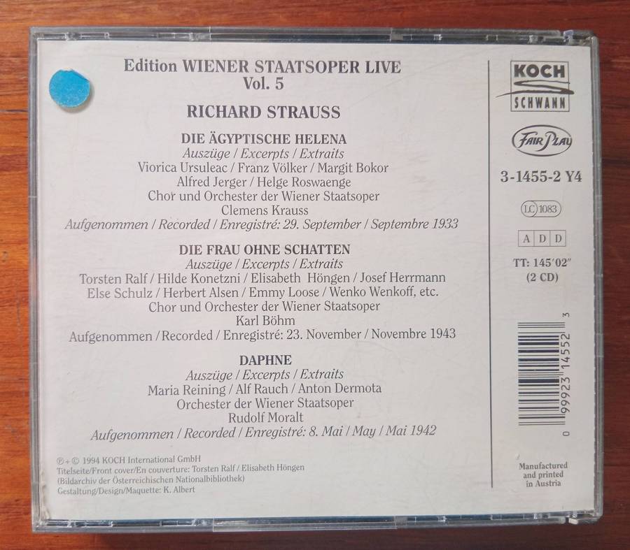 Edition Wiener State Opera Live Vol. 5 (2 CDs, Historic Recordings)