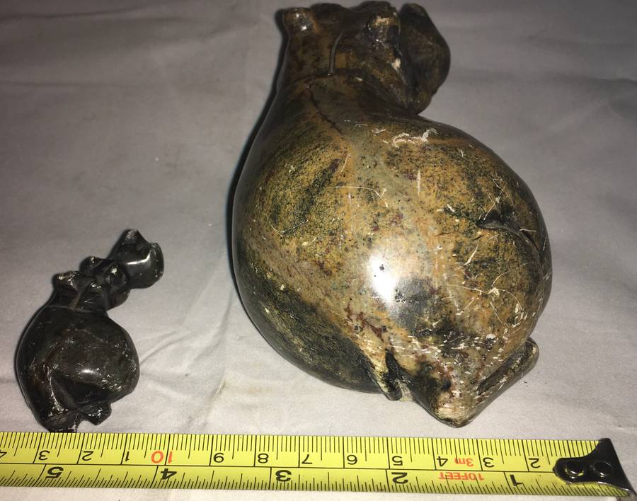 Marble mother and baby hippopotamus