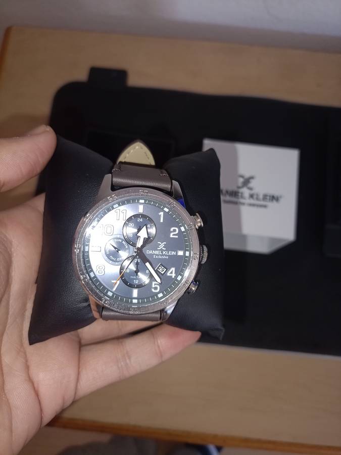 Daniel Klein mens exclusive blue dial and brown Leather watch