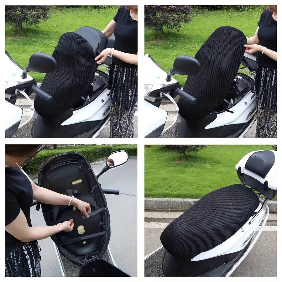 1pc Non-Slip Breathable Honeycomb Mesh Seat Cover Battery Car Sun Protection Seat Cover Electric Mot