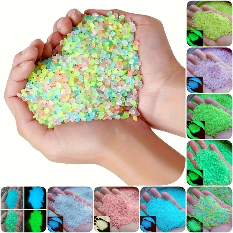 1000pcs 3-5mm Luminous Sand, Horticultural Aquatic Landscape Fluorescent Stone,