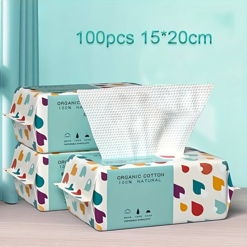 100pcs Premium Organic Disposable Face Towels