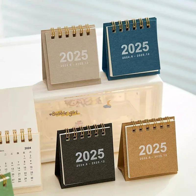 1pc 2024-2025 Mini Spiral Desk Calendar - Everyday View