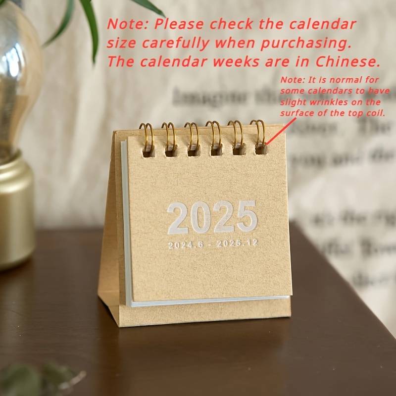 1pc 2024-2025 Mini Spiral Desk Calendar - Everyday View