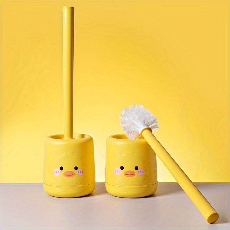 Cute Yellow Duck Silicone Toilet Brush Set