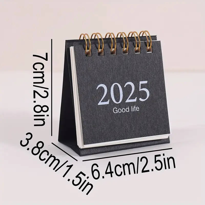 1pc 2024-2025 Mini Spiral Desk Calendar - Everyday View