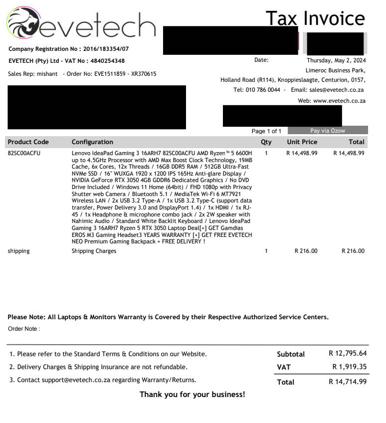 Lenovo | Ryzen 5 6600H | RTX 3050 4GB | 32GB DDR5 | 512GB NVME