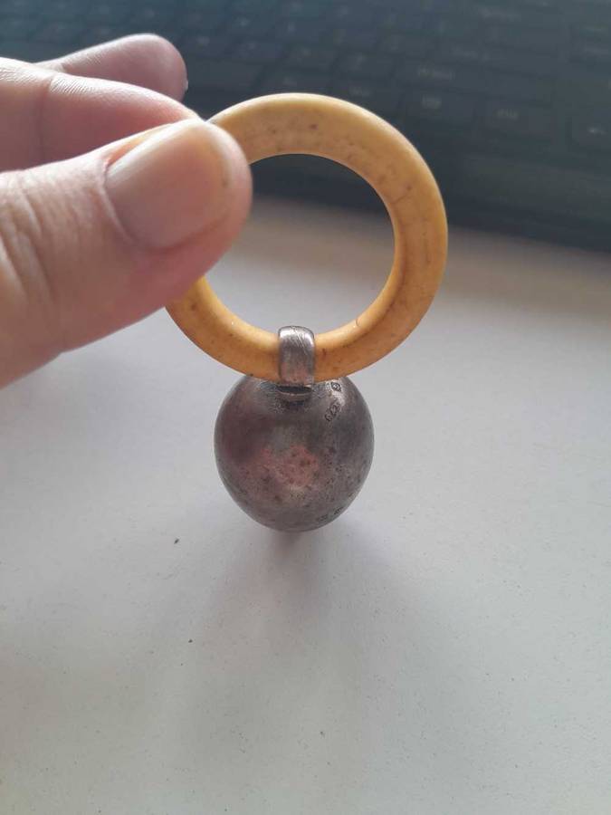 Vintage baby rattel/teething Silver