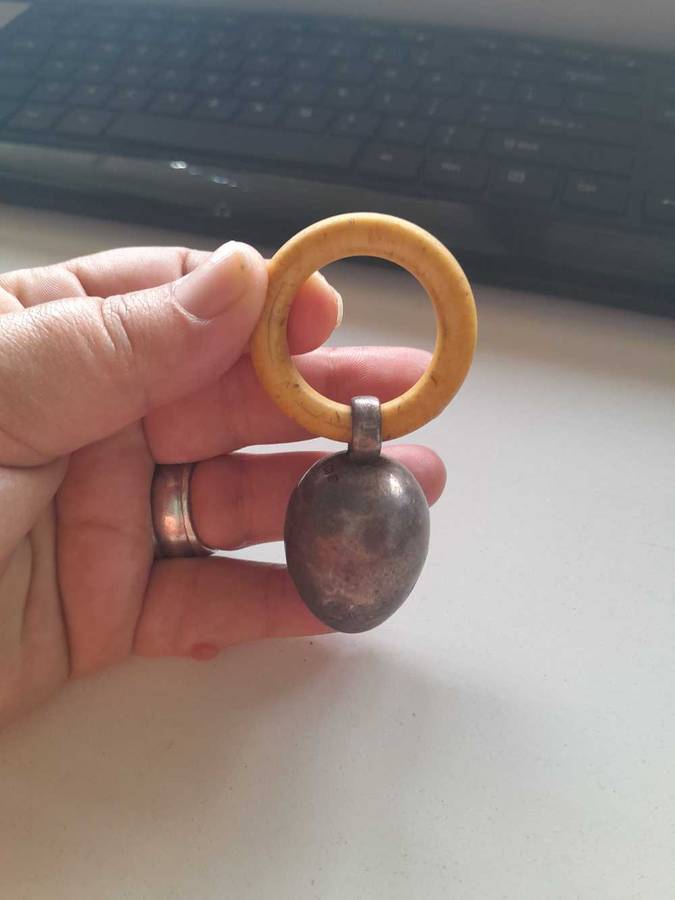 Vintage baby rattel/teething Silver