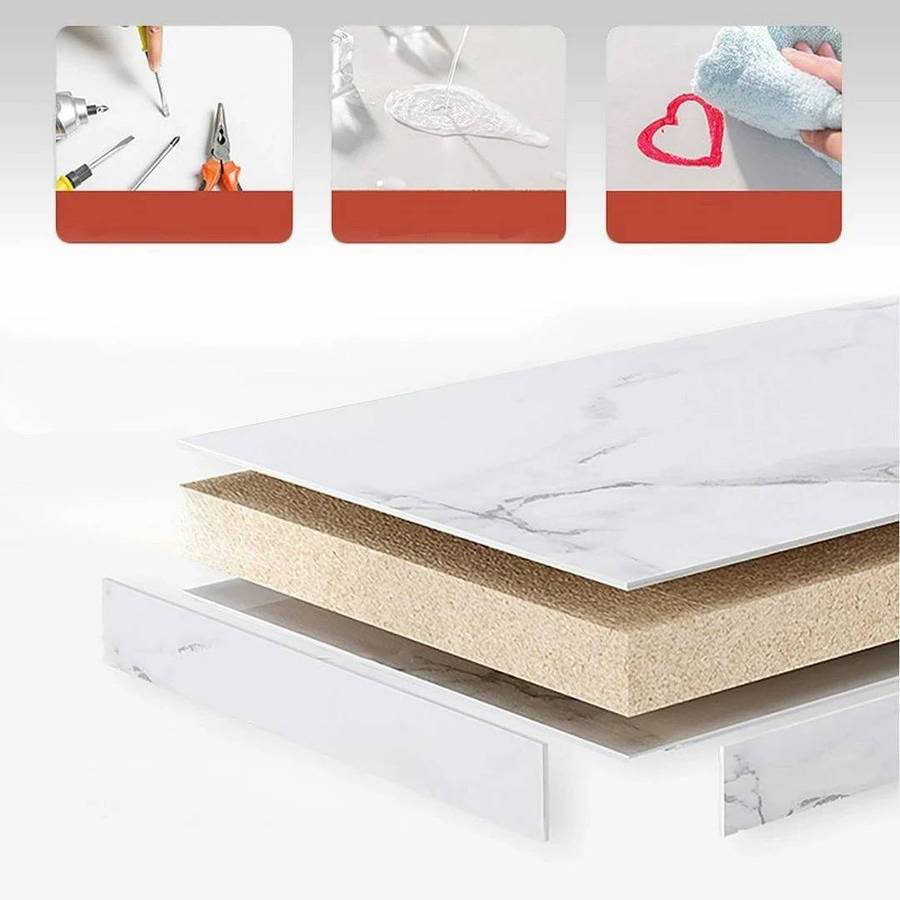 Dual-Layer Round Home Table Marble Design