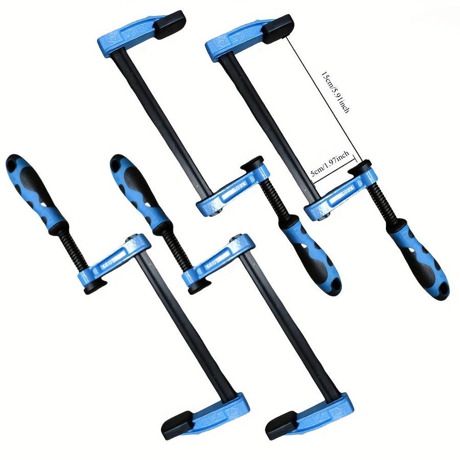 4-Pack Quick Adjust F-Type Pole Clamp Set For Woodworking - Durable Metal Pole Clamps