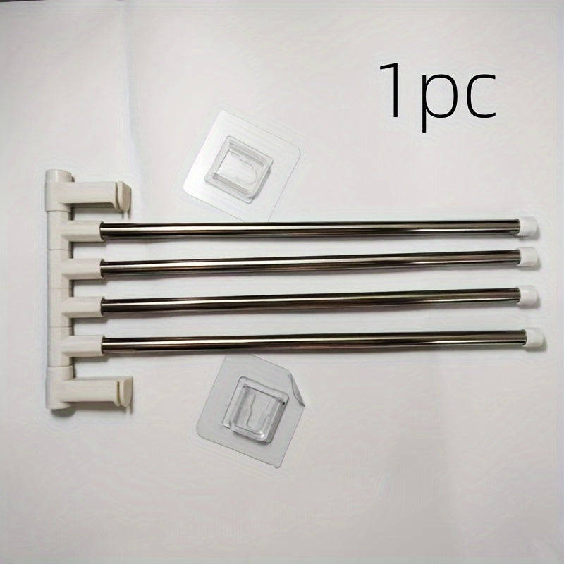 Wall-Mounted Towel Rack With Rotating Rod Multi-Layer Hanging Rod Towel Storage Rack Fragrance-Free