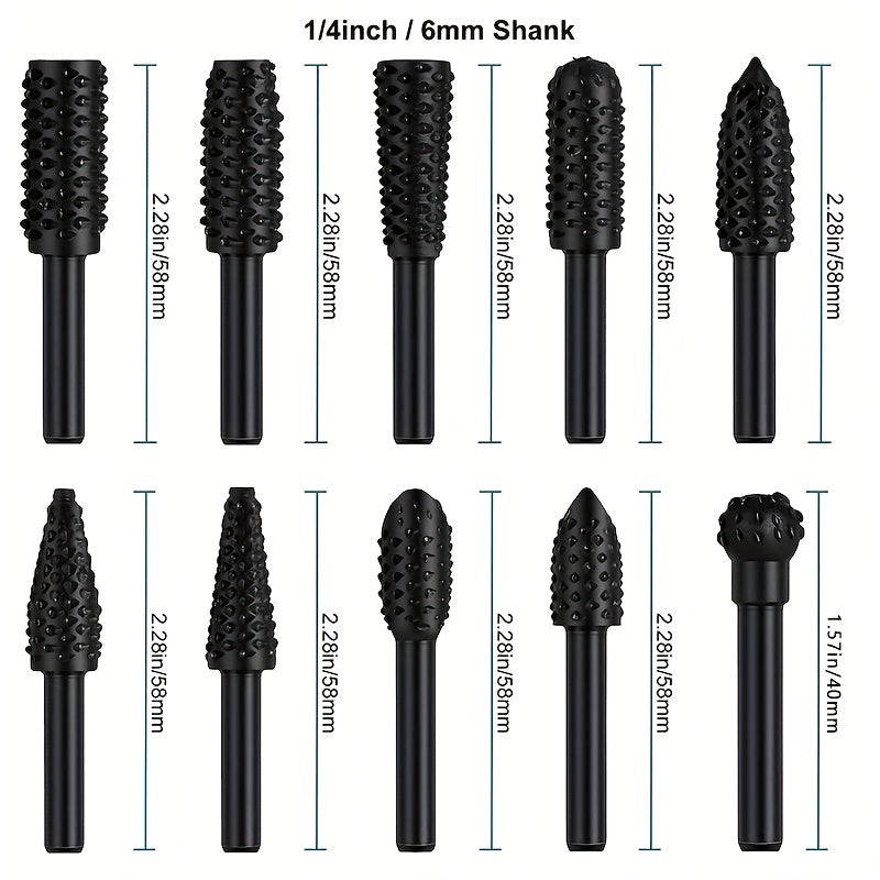 Convenient 5-Piece Wood Carving File and Drill Set