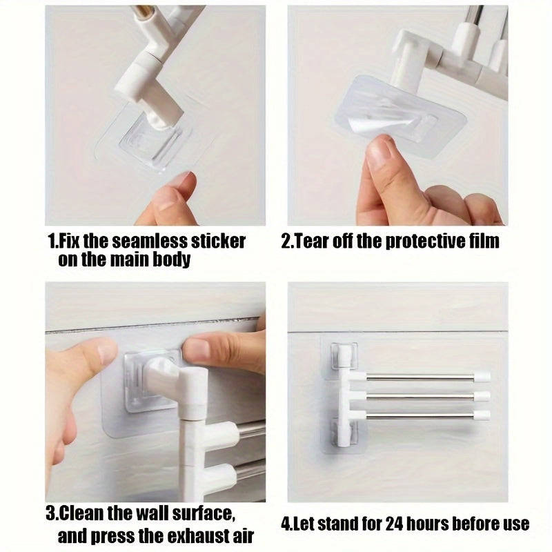 Wall-Mounted Towel Rack With Rotating Rod Multi-Layer Hanging Rod Towel Storage Rack Fragrance-Free