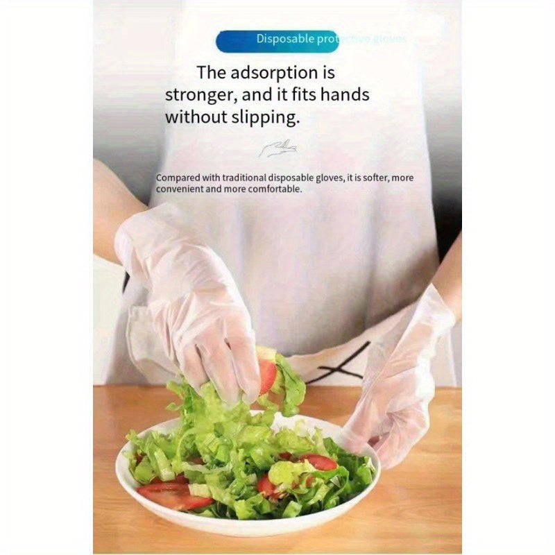 100 Pack Tpe Disposable Gloves - Food Grade, Thickened For Cooking, Food Prep And Serving - Maximum