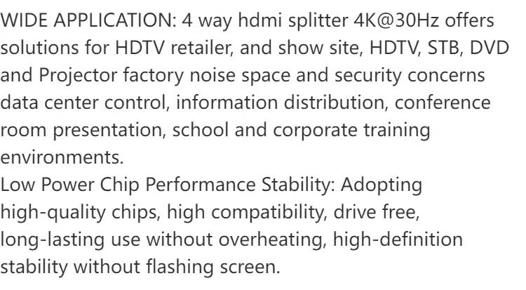 1pcs 4K Hdtv Splitter 1 In 4 Out