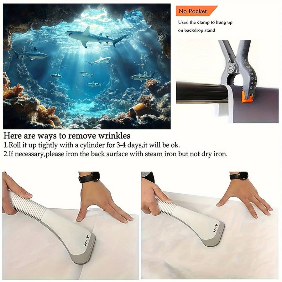 1pc Underwater Sea Life Polyester Backdrop, Ocean Shark Coral Fish Wall Decor