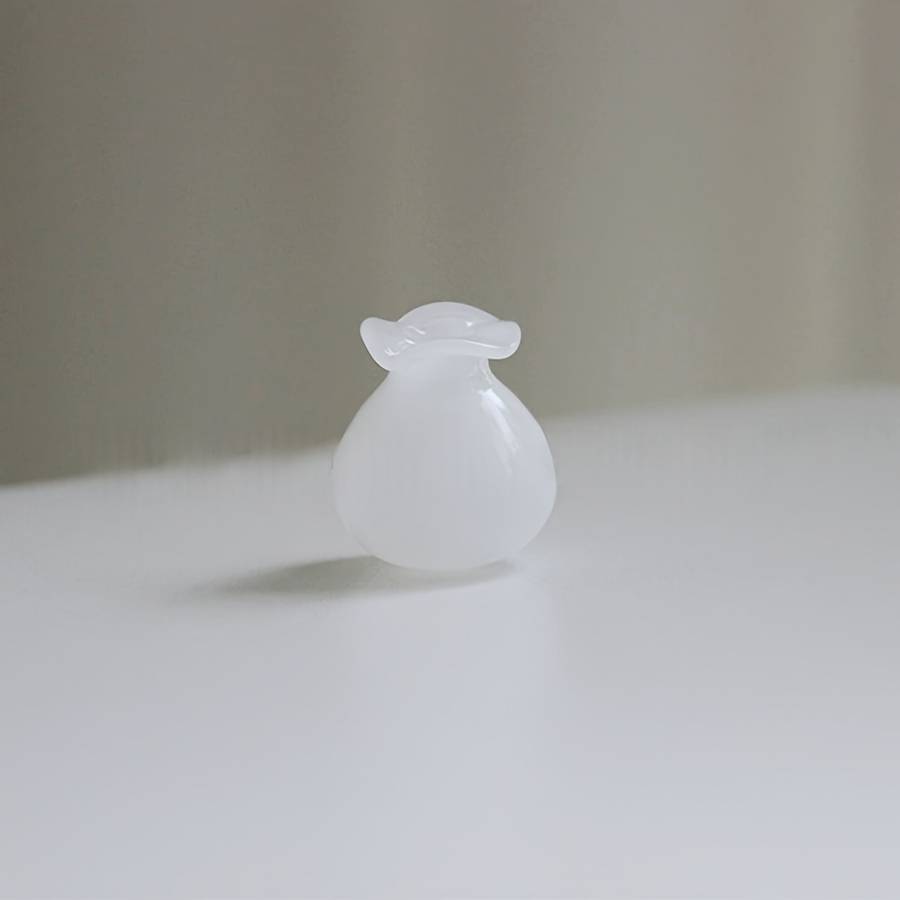 Set of Two Small Black And White Glass Vases