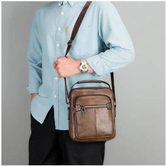 Men's Business Casual Faux Leather Crossbody Bag