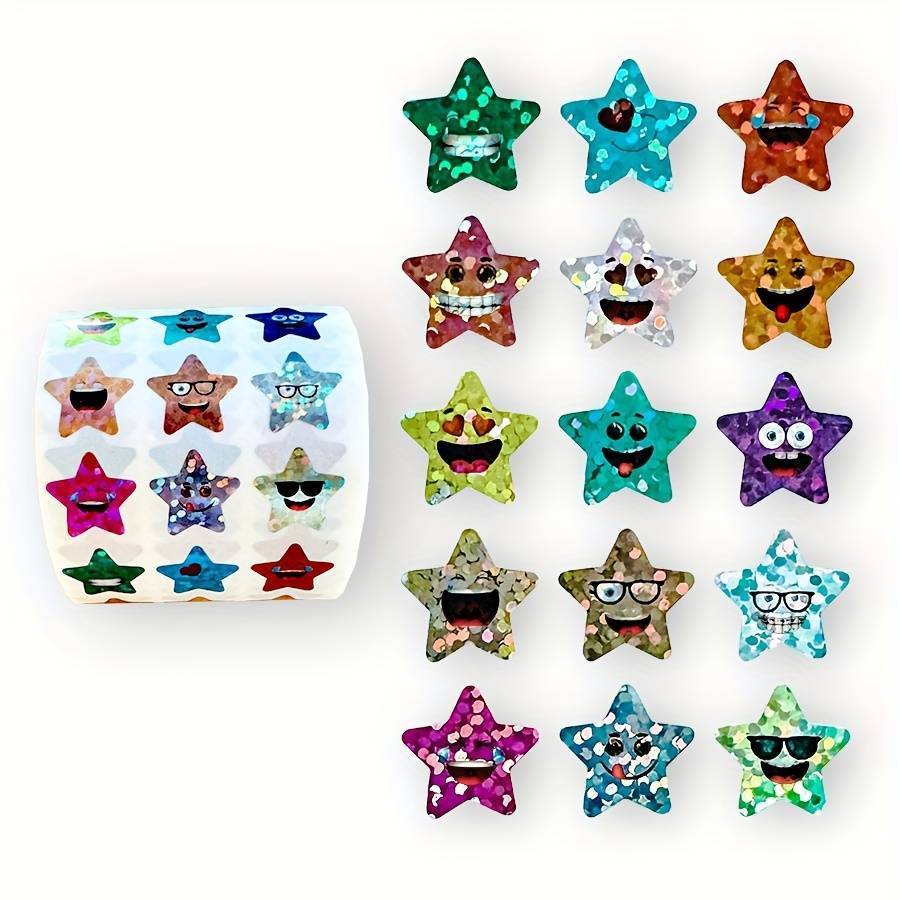 1500pcs Shiny Foil Star Stickers Set
