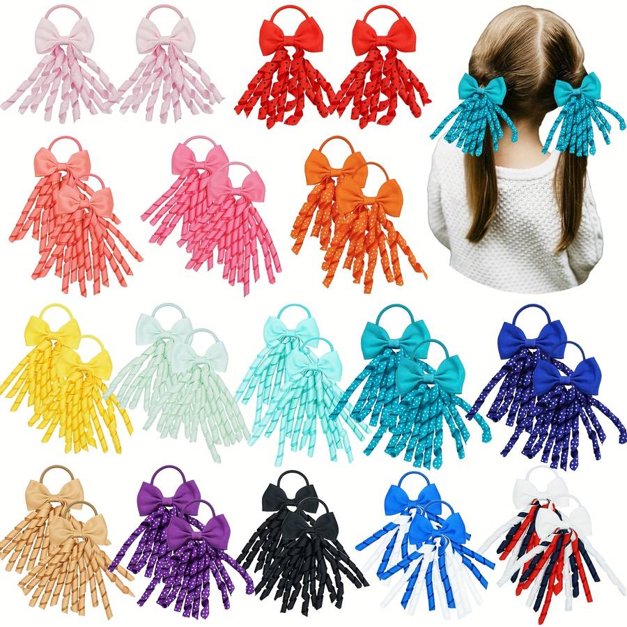 10pcs Elegant Grosgrain Ribbon Bow Hair Ties
