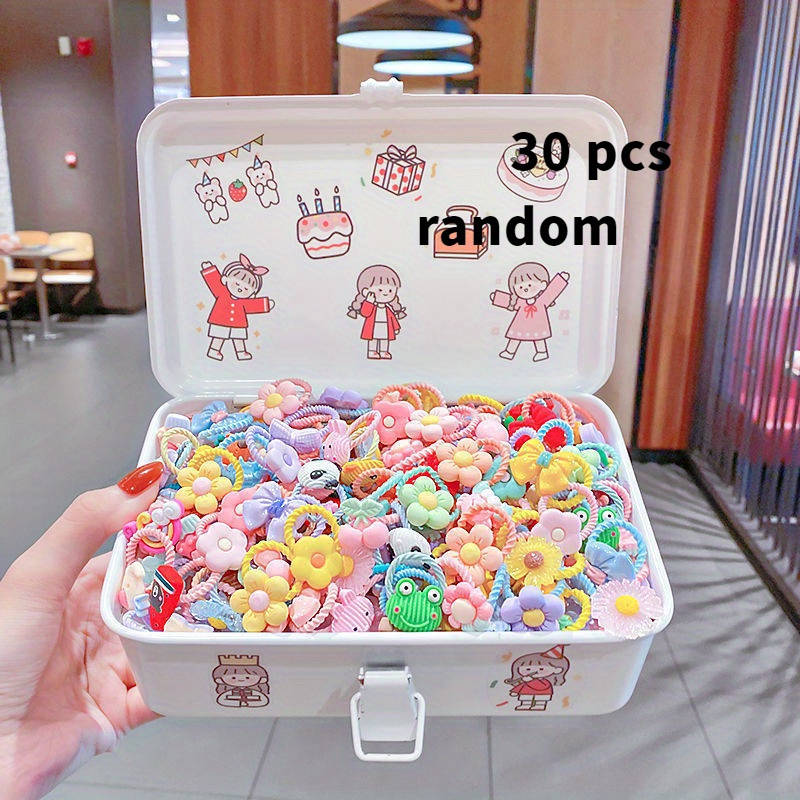 Cute Cartoon And Floral Elastic Hair Ties Set