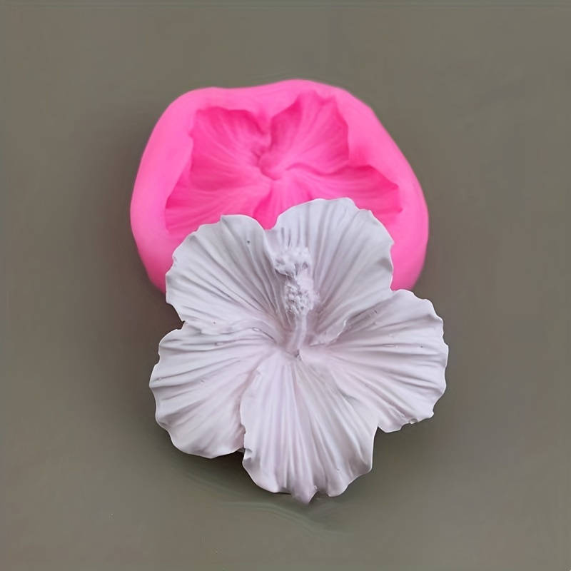 1pc Pink Hibiscus Flower-Shaped Silicone Mold