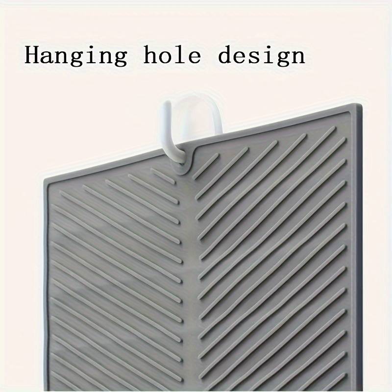 Silicone Dish Drying Mat - 1pc Multipurpose Draining Pad with Hanging Hole