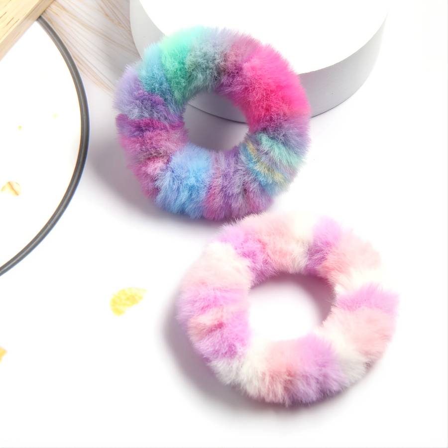 5pcs Elegant Plush Tie-Dye Hair Scrunchies